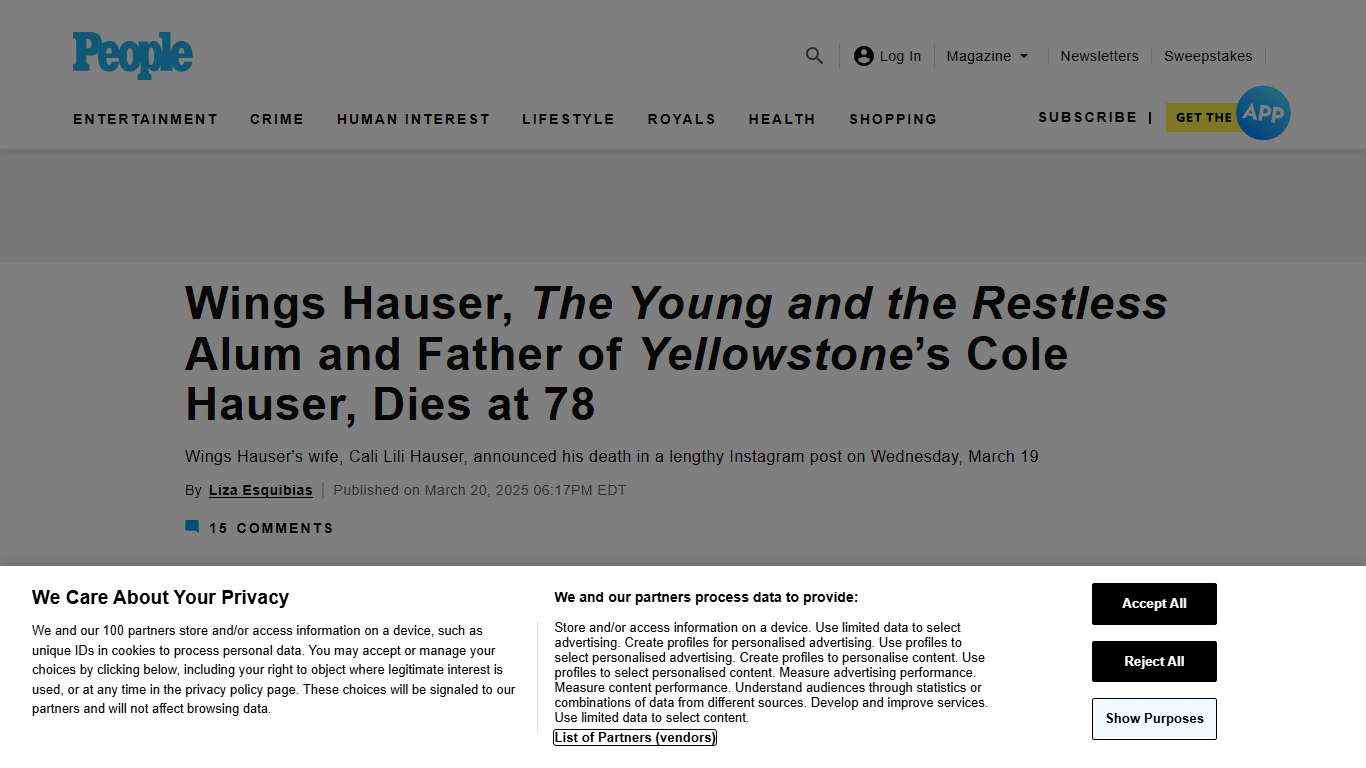 Wings Hauser Dead: Father of Yellowstone’s Cole Hauser Was 78